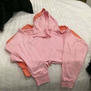 Pink and Orange Crop Hoodies - Set of 2 - Size M - NWOT